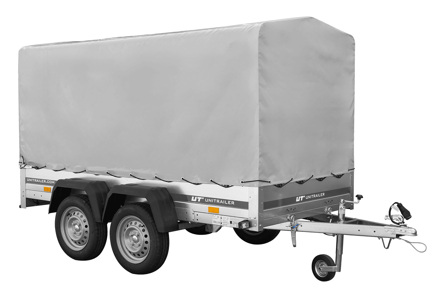 UNITRAILER Garden Trailer 264/2 Kipp – PKW-Anhänger 264,1 × 125,6 cm – 750 kg – Tandemachser – 110 cm hohe graue Plane – Ansicht 5