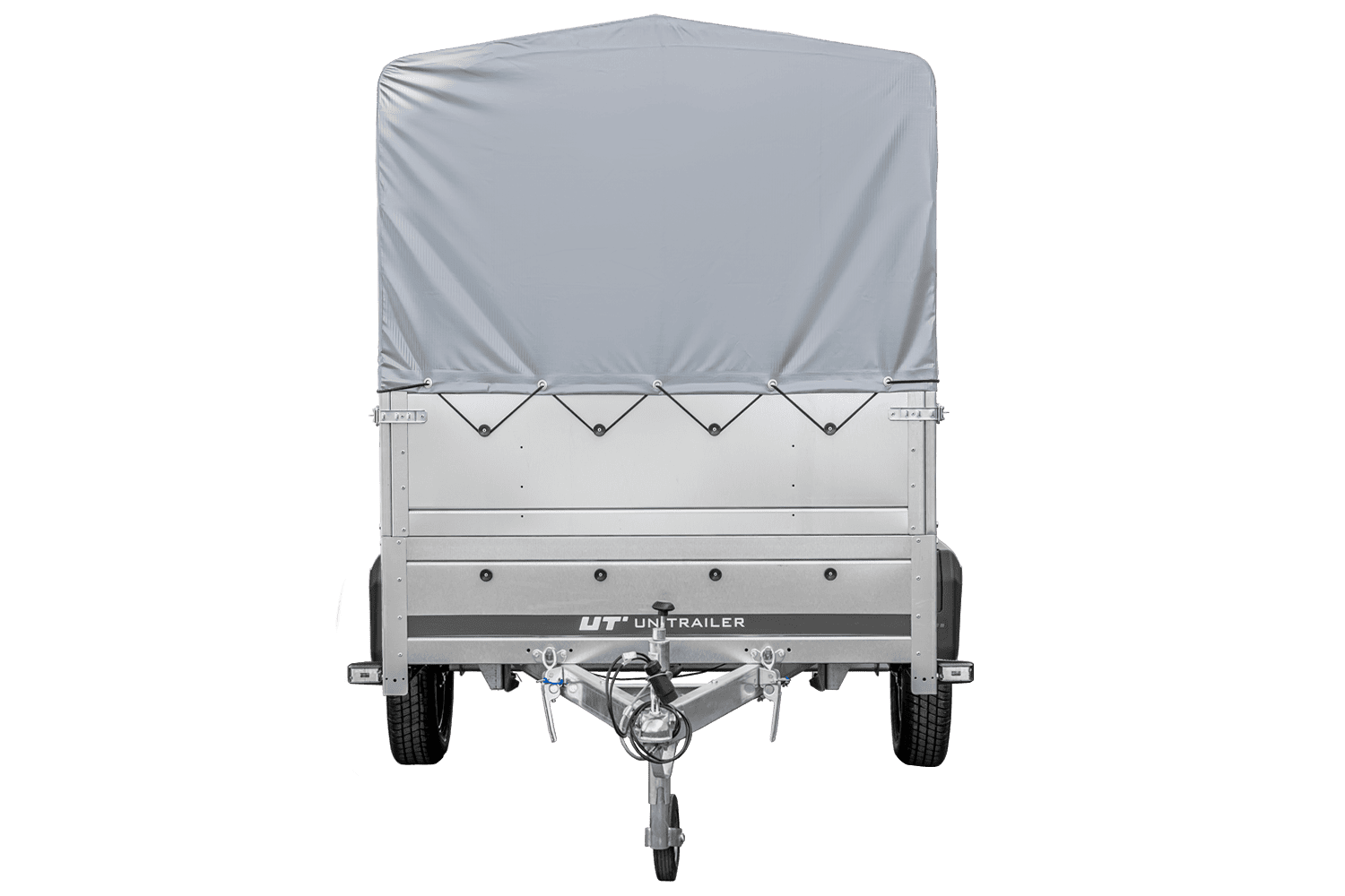 UNITRAILER Garden Trailer 264 KIPP – PKW-Anhänger 264,1 × 125,6 cm – 750 kg – Einachser – 80 cm hohe graue Plane – Zusatzbordwände: zusätzliche Vollwand-Stahlbordwände – inklusive Stützrad – Ansicht 5