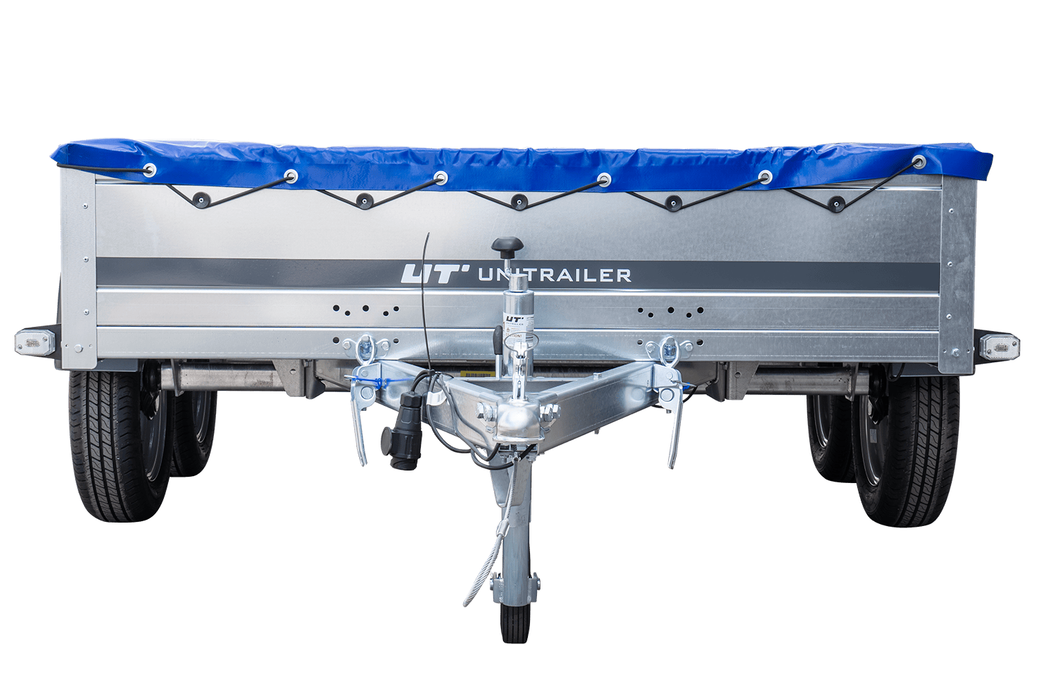 UNITRAILER Garden Trailer 265/2 KIPP – PKW-Anhänger 264,3 × 149,9 cm – 750 kg – Tandemachser – flache blaue Plane – Ansicht 3