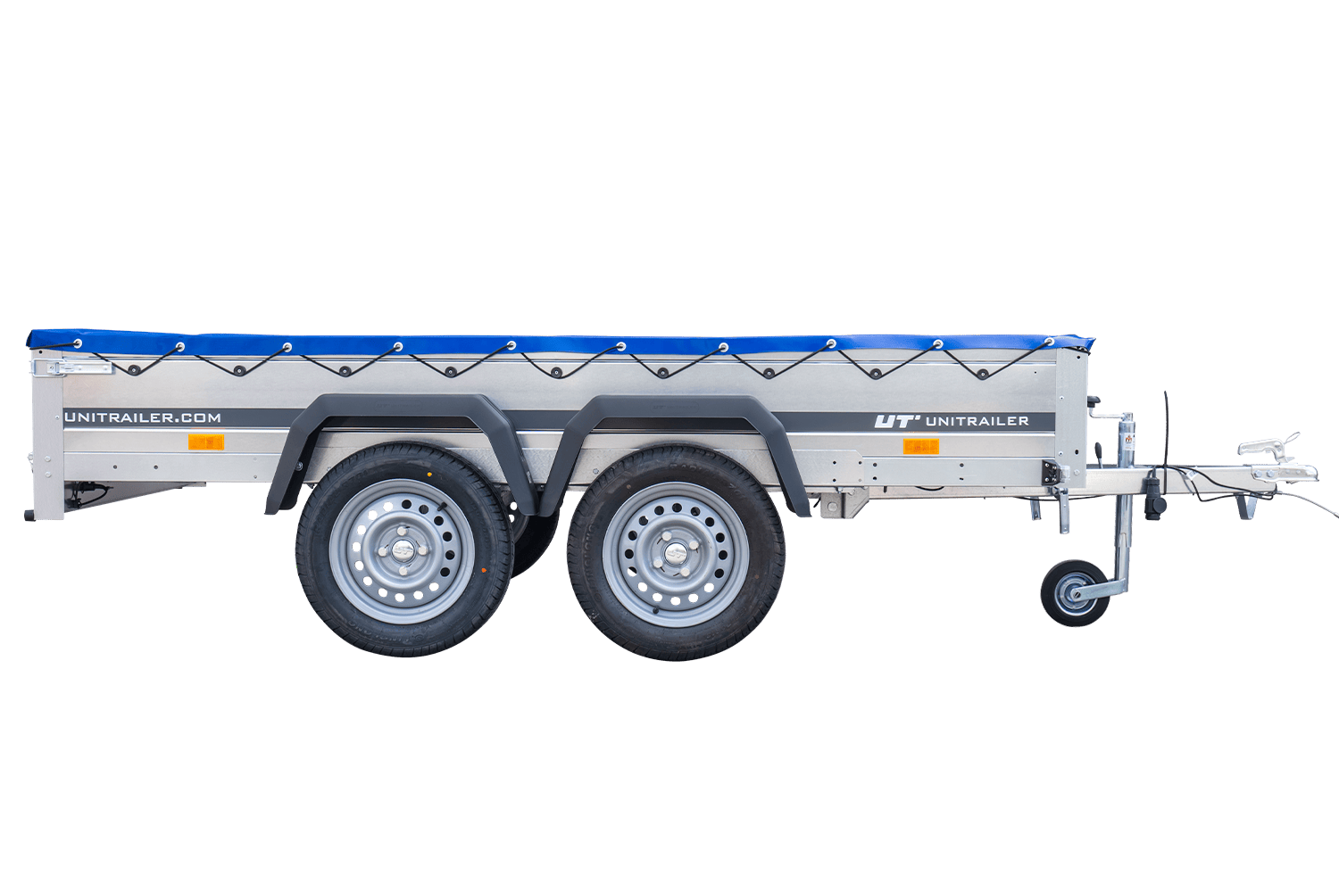 UNITRAILER Garden Trailer 265/2 KIPP – PKW-Anhänger 264,3 × 149,9 cm – 750 kg – Tandemachser – flache blaue Plane – Ansicht 5