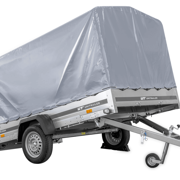 UNITRAILER Garden Trailer 265 KIPP – PKW-Anhänger 264,3 × 149,9 cm – 750 kg – Einachser – 110 cm hohe graue Plane – Ansicht 1