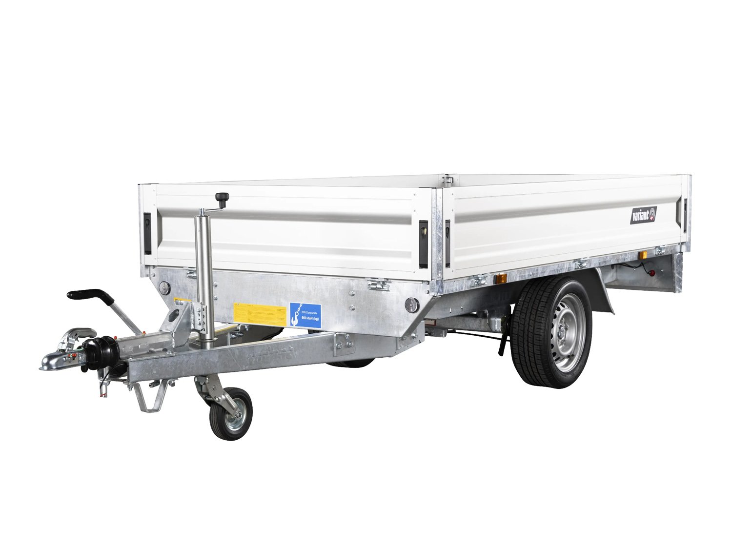 Variant Pritschenhochlader 13P215 – Alu-Bordwände – Ladefläche 254 × 144 cm – 1350 kg – Einachser – Ansicht 1