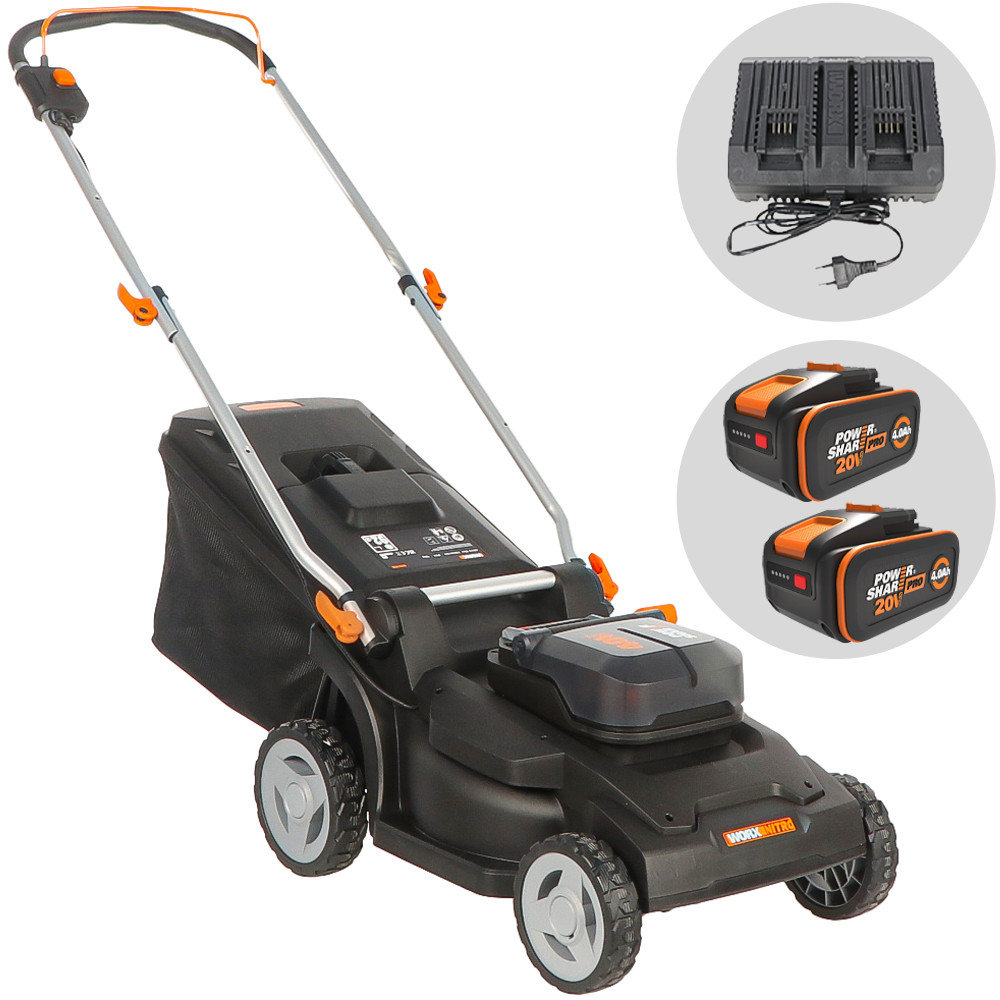 Worx Nitro WG745E Akku-Rasenmäher – 41 cm Schnittbreite – zum Schieben – mit Fangkorb – Ansicht 1