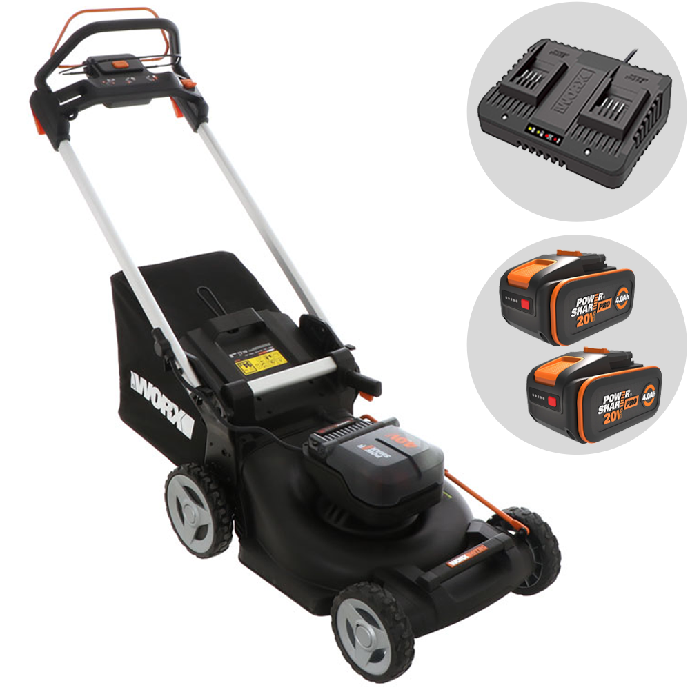 WORX NITRO WG749E Akku-Rasenmäher – 46 cm Schnittbreite – mit Fangkorb – Ansicht 1